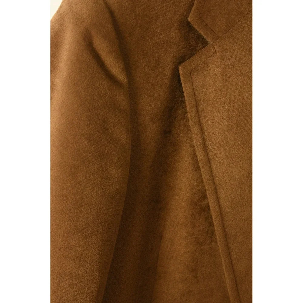 70s Vintage Faux Suede Blazer Mens 38R Brown Western Sport Coat 2 Button Casual